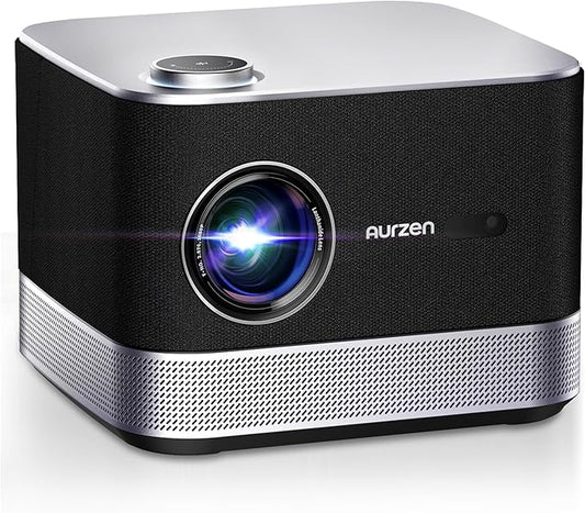 3-in-1 Projector 4K Supported, AURZEN BOOM 3 Smart Projector with WiFi and Bluetooth, 3D DoIby Audio & 36W Speakers, Auto Focus & Keystone, Netflix Official 500 ANSI Home Outdoor proyector, Black