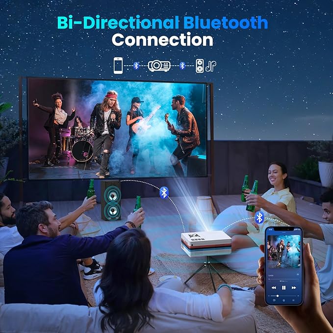 [Netflix App/Dolby Audio] FUDONI Smart Projector with WiFi and Bluetooth, Native 1080P 25000L 4K Decoding for Home Cinema, Outdoor Movie Projector with Apps, Built-in Netflix/YouTube/Prime Video