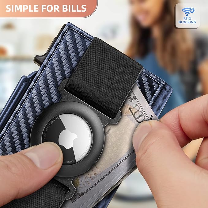 BULLIANT Men Airtag Wallet,Slim Front Pocket Wallet Money Clip for Men Gift 3.8"x2.7",Pop-up Access