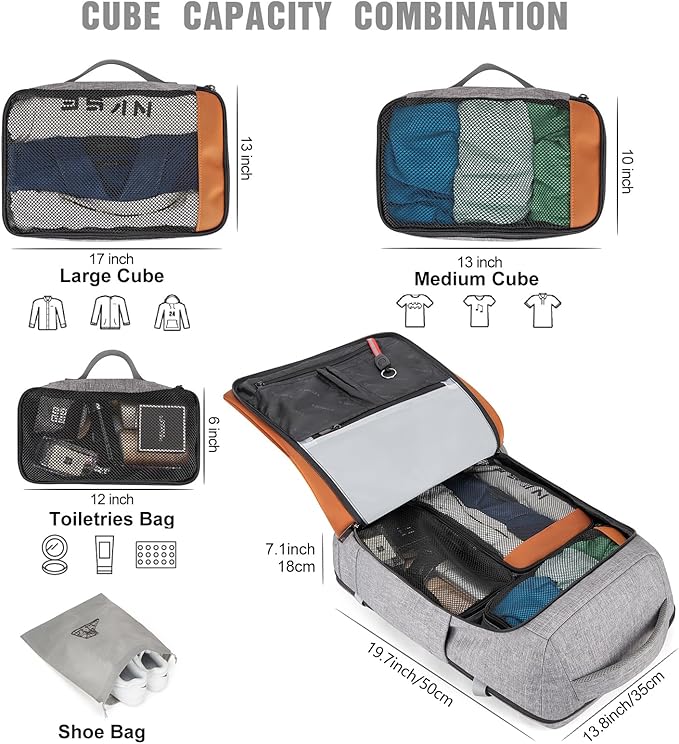 Tzowla 40L Travel Laptop Backpack for Men Women Carry on Flight Approved,Large Capacity Water Resistant Anti Theft Backpacks with USB Port,Business Causal Daypack Bag Fit 17.3"Computer/Notebook(Grey)