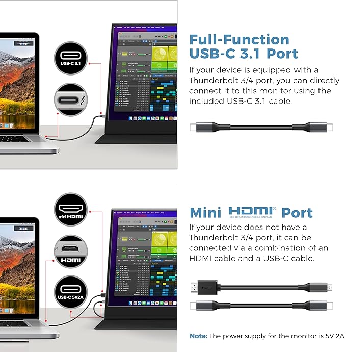Portable Monitor 15.6-Inch FHD 1080P IPS with HDR for Gaming, USB-C/HDMI Extended Screen, Ultra-thin Plug&Play, with Case & Speakers, for Laptop MAC PC Phone DVR PS4/5 Xbox Switch