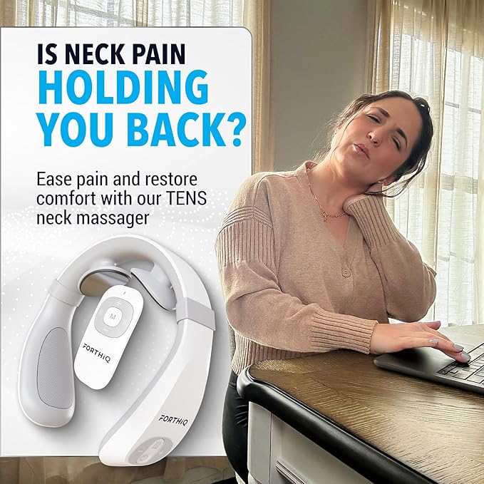 FORTHiQ Neck TENS Machine with Heat, Electric Neck Massager for Pain Relief, 15 Levels Deep Tissue Massage, Portable and Soothing, FSA or HSA Eligible