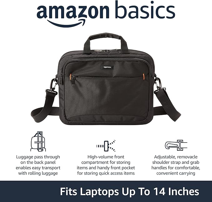 Amazon Basics Laptop Carrying Case Shoulder Strap, 24-pack, 14 inch, Black
