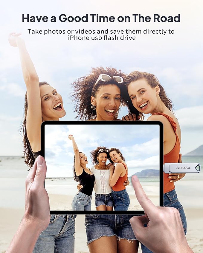 MFi Certified 128GB Flash Drive for iPhone Photo Stick USB Memory Stick Thumb Drives, High Speed USB Stick External Storage for iPhone/iPad/Android/PC