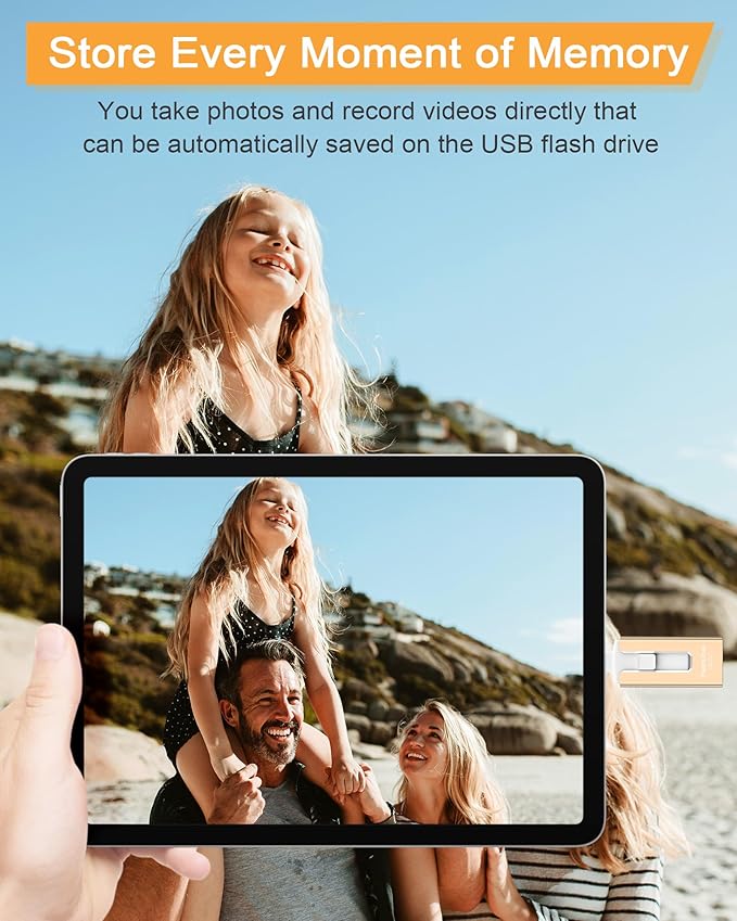 USB Flash Drive 512GB, Photo Stick Memory External Data Storage Thumb Drive Compatible for Phone, Pad, Android, PC and More Devices (Gold)