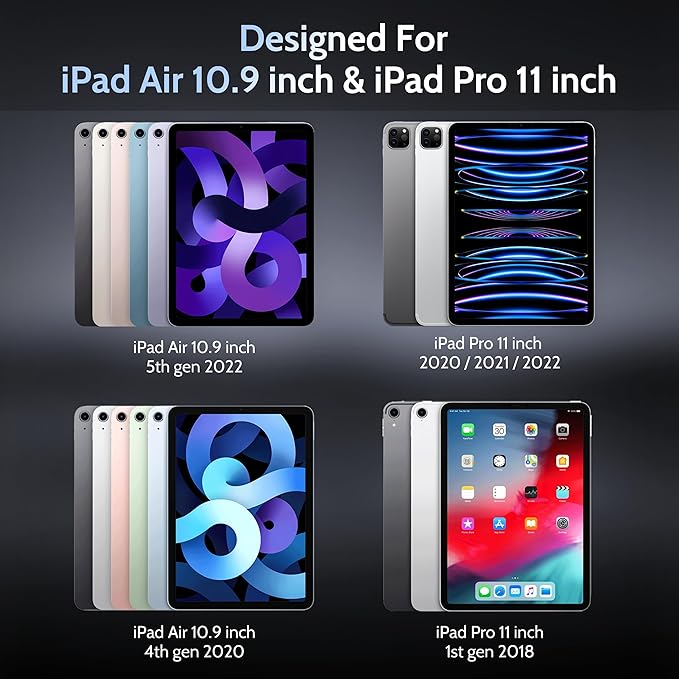4 Way Magnetic Privacy Screen Protector for iPad Air 5th 4th 10.9" & iPad Pro 11(2018-2022), Removable 360 Spy Private Filter, Anti Blue Light Glare Bubble-Free Black Security Protector