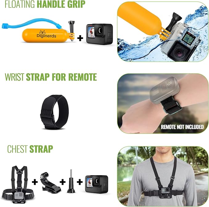 GoPro HERO13 (Hero 13) in Forest Green - Waterproof Action Camera with 5.3K HDR Video, 27MP Photos, 1/1.9" Image Sensor, Live Streaming, Webcam + 64GB Card & 50 Piece Accessory Kit - Bundle