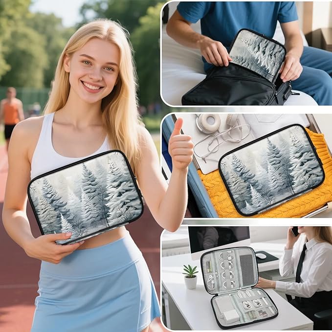 Winter Forest Electronics Travel Organizer Case, Tech Accessories Cable Storage Bag for Cords, Charger, Phone, Hard Drive