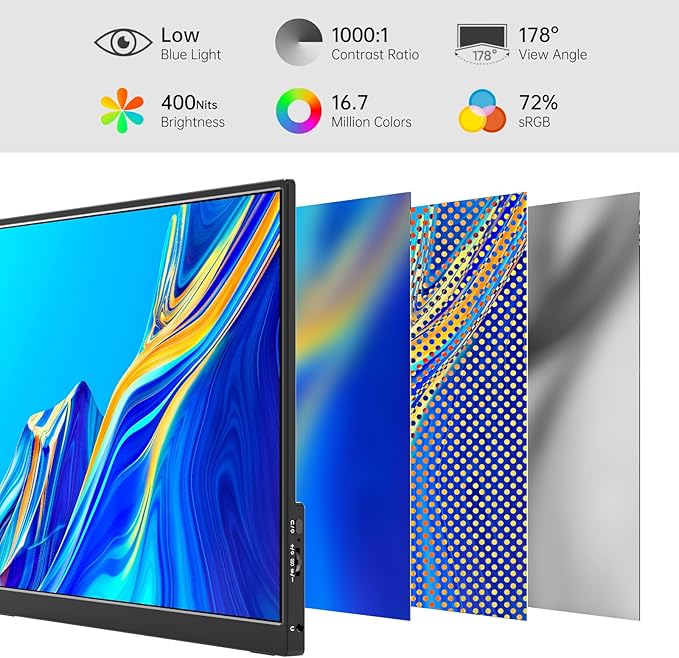 VILVA OLED Portable Monitor for Laptop - 13.3 1080P FHD Display USB-C HDMI Laptop Monitor with Cover and Speakers External/PC/Mac/Phone/Xbox Switch/PS4