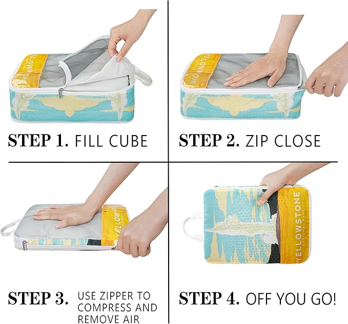 Compression Packing Cubes for Travel, 7 Set National Park Expandable Mesh Luggage Organizers, Waterproof Expandable/Compression Bags Travel Packing Cubes with Clear Toiletry Bag