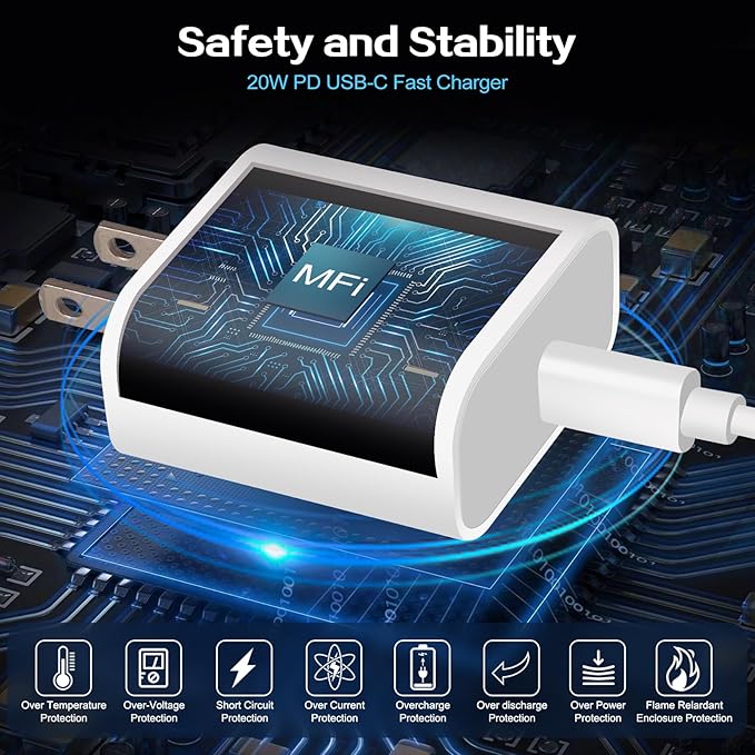 iPhone 17 16 Pro Charger Fast Charging,2Pack 20W Quick USB C Charger Block Type C Chargers Fast Charging,6FT USBC Charging Cable Cord for iPhone 17 Pro/17 ProMax/17 Air/16/16 ProMax/16e/15 Pro/15 Plus