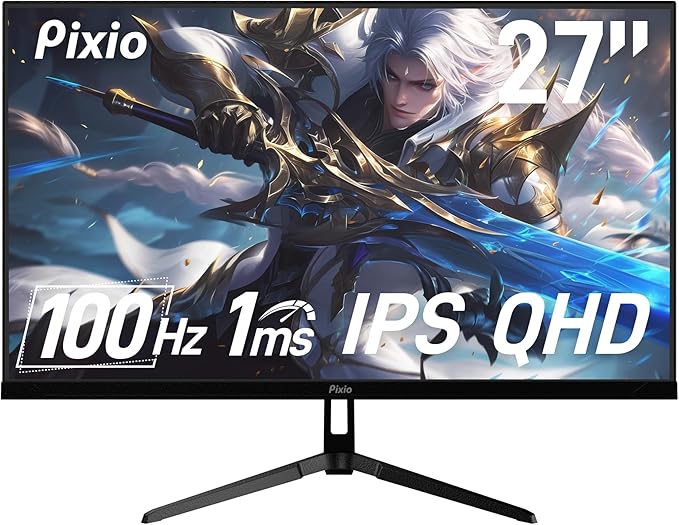 Pixio PX275 Wave 27 inch 100Hz Refresh Rate QHD 1440p Resolution IPS Panel 1ms MPRT Response Time Gaming Monitor with Adaptive Sync