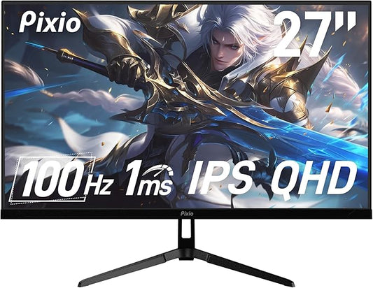 Pixio PX275 Wave 27 inch 100Hz Refresh Rate QHD 1440p Resolution IPS Panel 1ms MPRT Response Time Gaming Monitor with Adaptive Sync