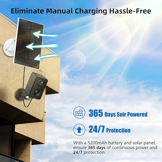 Septekon 2K Security Cameras Wireless Outdoor 4 Pack, Solar Battery Powered Camera with Two Spotlights, PIR Motion Detection Siren, Color Night Vision, 2-Way Audio, IP66 Waterpoof