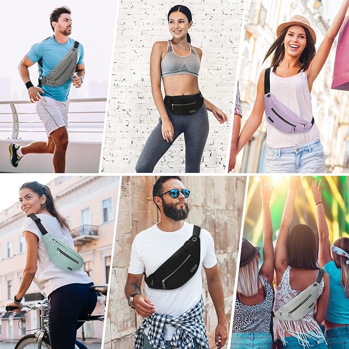 MAXTOP Large Crossbody Fanny Pack with 4-Zipper Pockets,Gifts for Enjoy Sports Festival Workout Traveling Running Casual Hands-Free Wallets Waist Pack Phone Bag Carrying All Phones