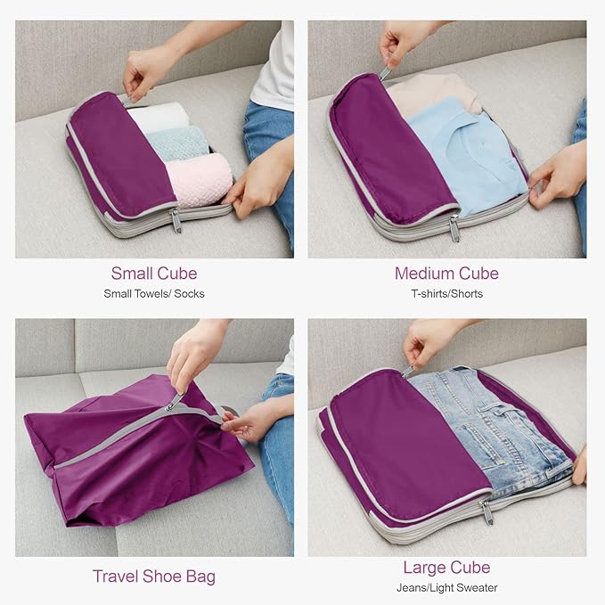 Cambond Compression Packing Cubes for Travel Women - Travel Bags Luggage Organizers Travel Essentials Compression Cubes for Travel Carry on Suitcases Organizer