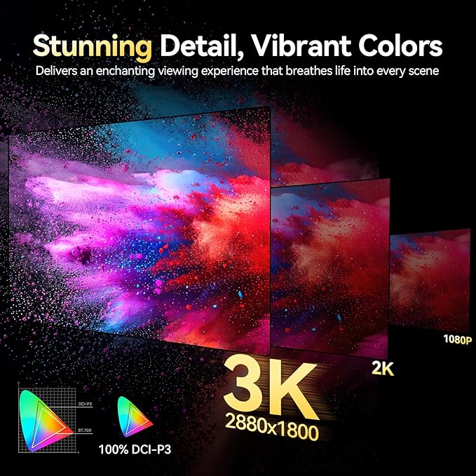 UPERFECT OLED Portable Monitor 16", 3K 2880x1800 | 120Hz | 0.1ms Portable Gaming Monitor, 500 Nits |100% DCI-P3 | 100000:1 Contrast | Ultra-Slim Design for Laptop Mini PC Phone Game Consoles