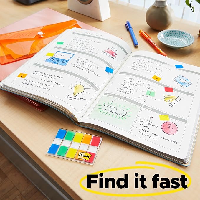 Post-it Flags Combo Pack, 4 On-The-Go Dispensers/Pack, 120 .94 in Wide and 200 .47 in Wide Flags, Assorted Colors (683-XL1) (Pack of 12)