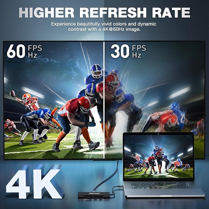 Hiearcool USB C Hub, USBC to 4K@60 Hz HDMI Adapter with 100W PD, 8-in-1 USB-C Dongle Multiport Dock Compatible for MacBook Dell Lenovo HP Laptops-Midnight Black