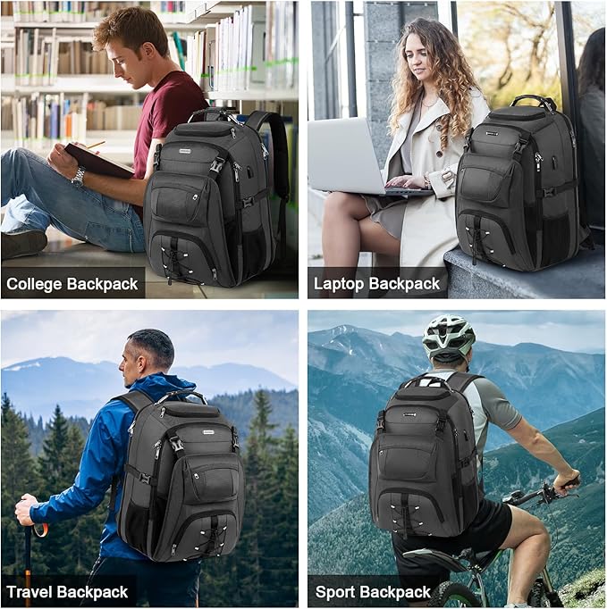 TSA Friendly Travel Laptop Backpack 18.4 inch XXXL Gaming Backpack Water-Repellent College Daypack Business Backpack with RFID Pockets & USB Port for Men