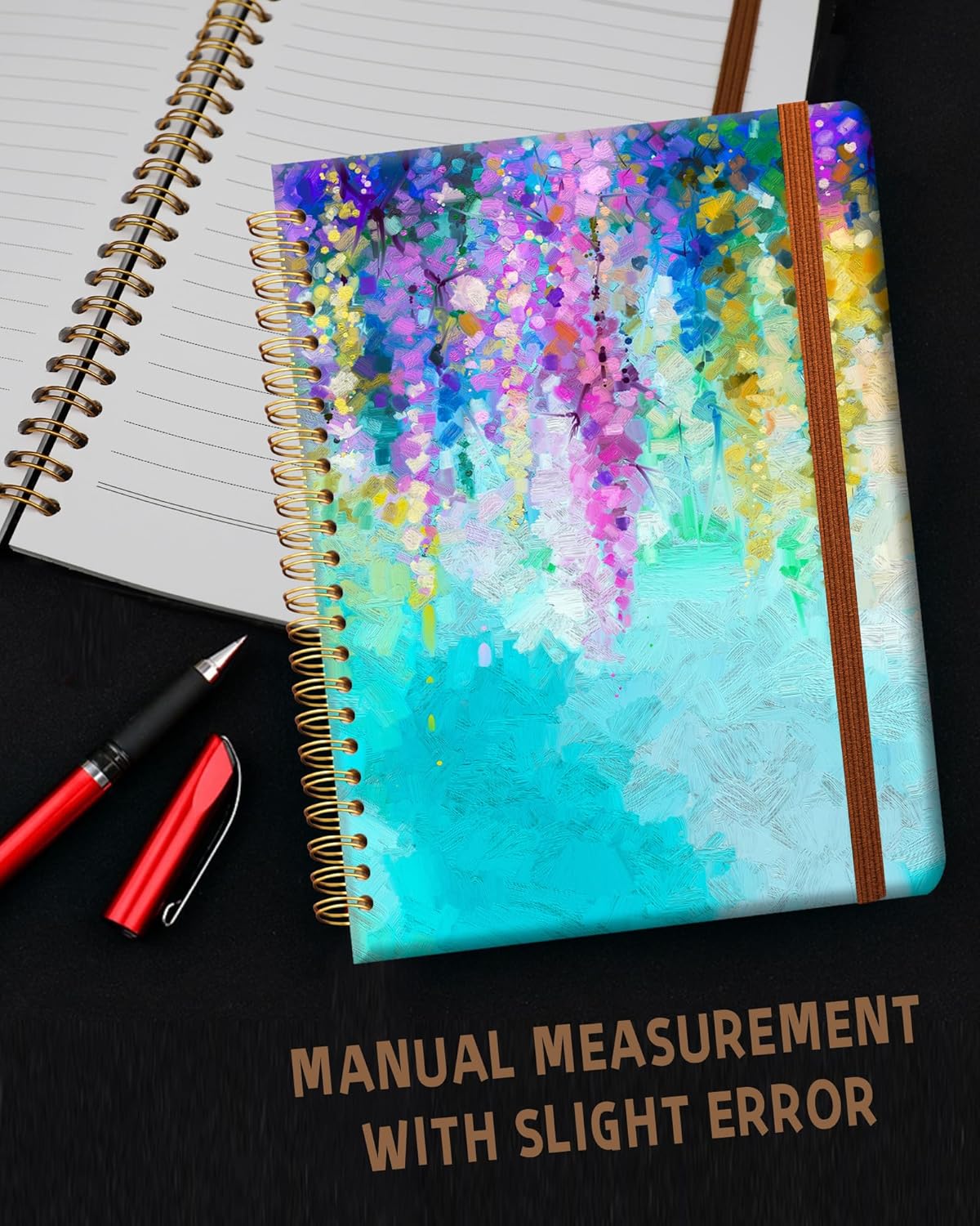 Ruled Spiral Writing Notebook,A5 Hardcover Lined College Journal for Women Lady,Fashion Puppy Watercolor Strong Twin-Wire Binding with Premium Paper,8.4" X 6",Perfect for School,Office,Home Gifts(Oil Painting Spring Flowers)