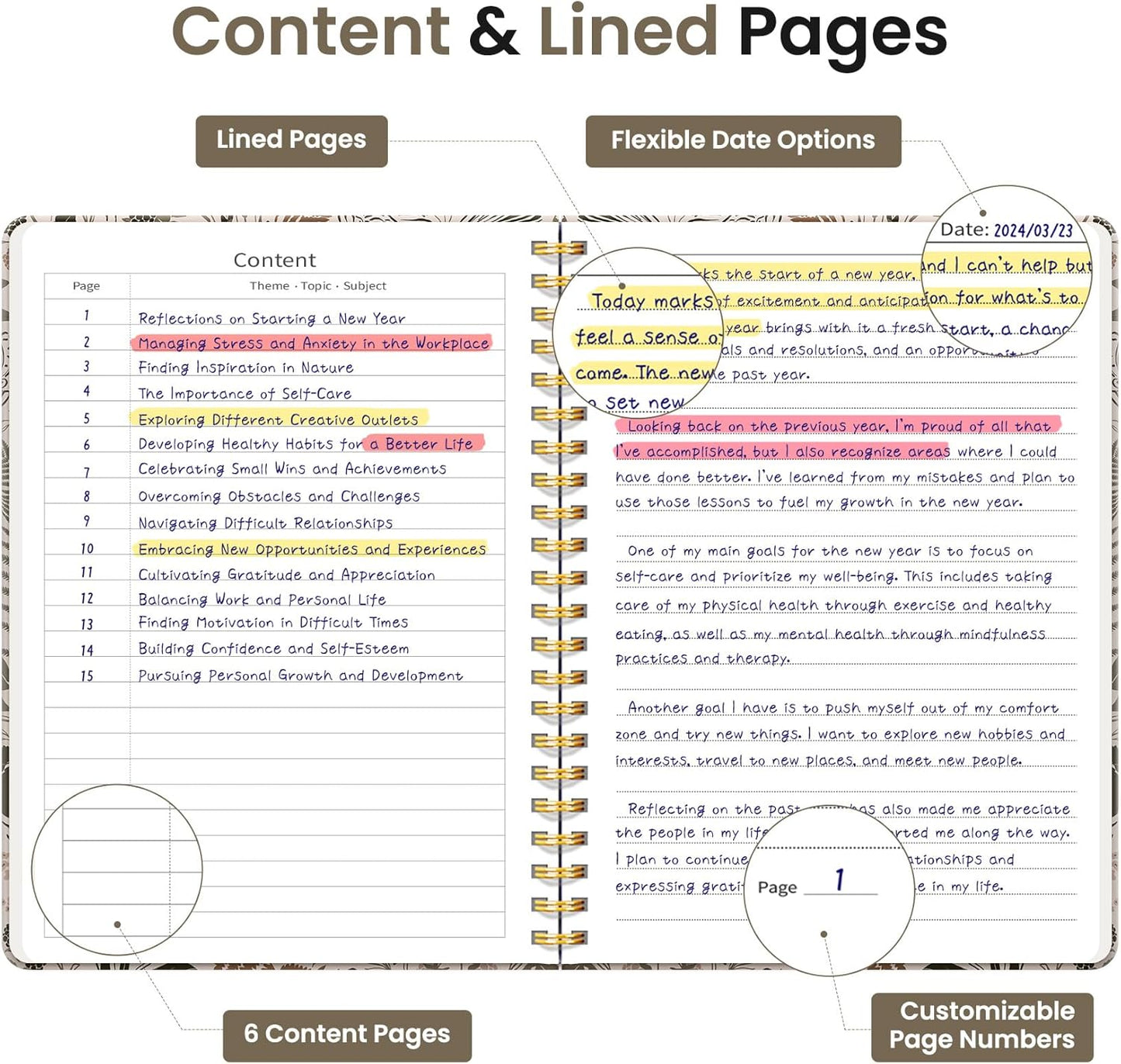 Lined Spiral Journal Notebook for Women, Cute A5 College Ruled Hardcover Notebook for Work & Note Taking, Aesthetic Pretty Journal for Writing, 140 Pages, Magical Forest