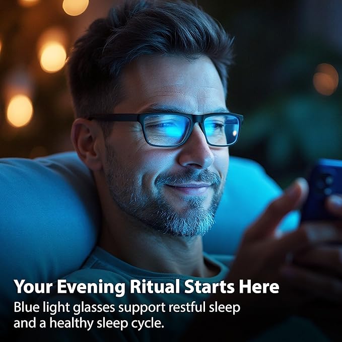 BLUE CUT Blue Light Blocking Glasses for Men and Women – Anti-Fatigue Computer Gaming Glasses to Reduce Eye Strain, Black, 1.00 Magnification