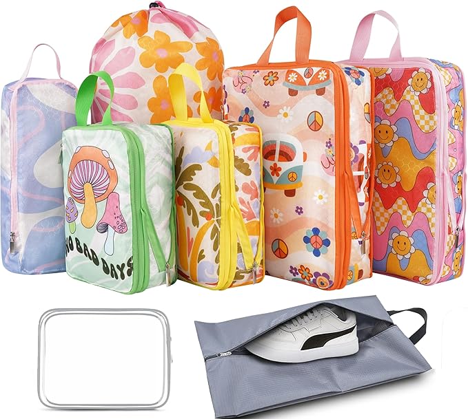 8 Pcs Compression Packing Cubes Travel for Suitcases, Waterproof Luggage Organizer Washable Storage Bags Set for Backpack Travel- Packaging Cubes for Carry-Ons and Storage