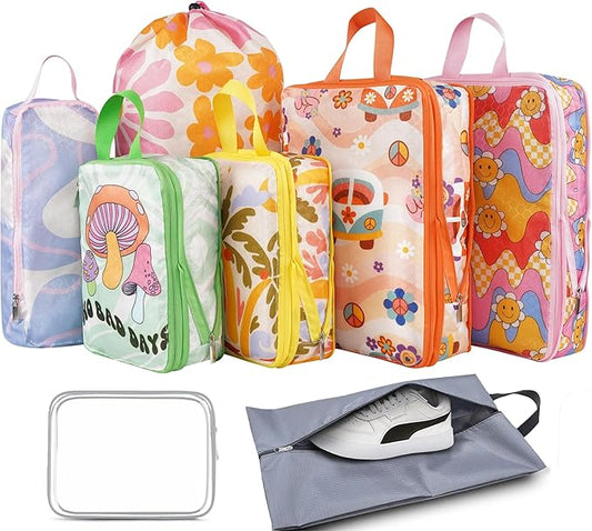 8 Pcs Compression Packing Cubes Travel for Suitcases, Waterproof Luggage Organizer Washable Storage Bags Set for Backpack Travel- Packaging Cubes for Carry-Ons and Storage