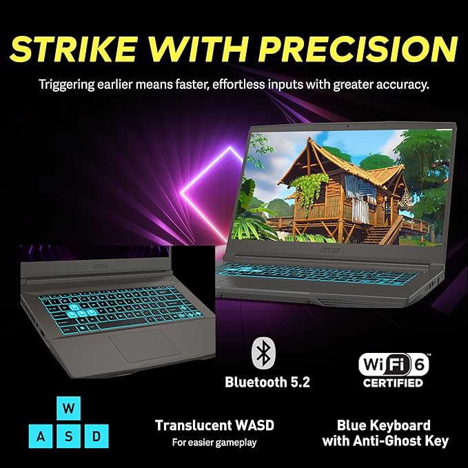 msi Thin 15 15.6" FHD IPS 144Hz Gaming Laptop, Intel i5-12450H, 16GB RAM, 1TB PCIe SSD, NVIDIA GeForce RTX 2050, Backlit Keyboard, WiFi 6, Black, Win 11 Home, 256GB Docking Station Set
