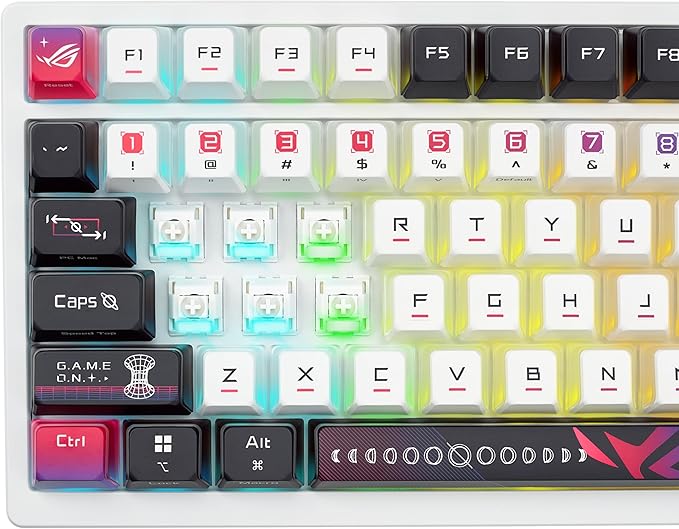 ASUS ROG Azoth X Wireless Mechanical Gaming Keyboard – 75% TKL, Tri-Mode Connectivity, Hot Swappable Pre-lubed ROG NX V2 Snow Linear Switches, South-Facing PCB, PBT Keycaps, PC/Mac Support - White