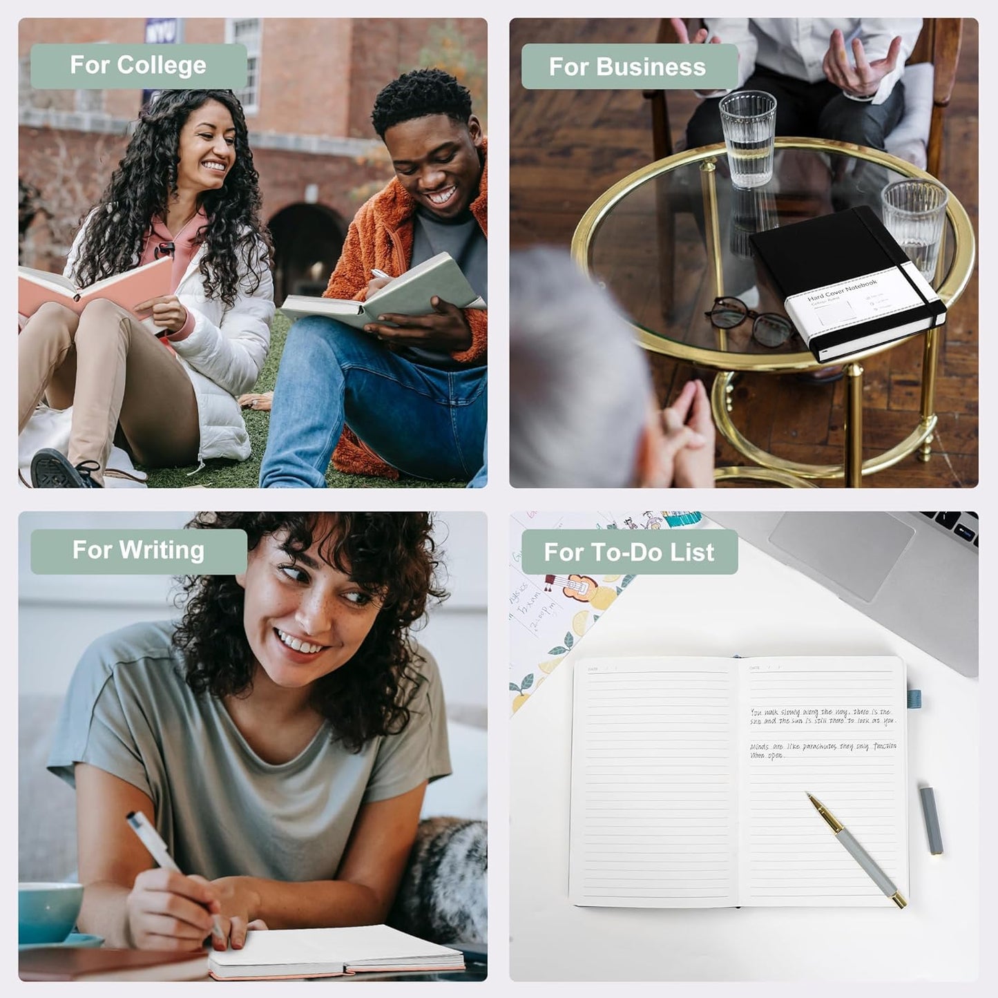 CAGIE Lined Journal Notebook, 320 Pages College Ruled Notebook, 100 Gsm Paper Thick Journal, B5 Hardcover Leather Journals for Writing Women Men, 7.6x10 In, Black