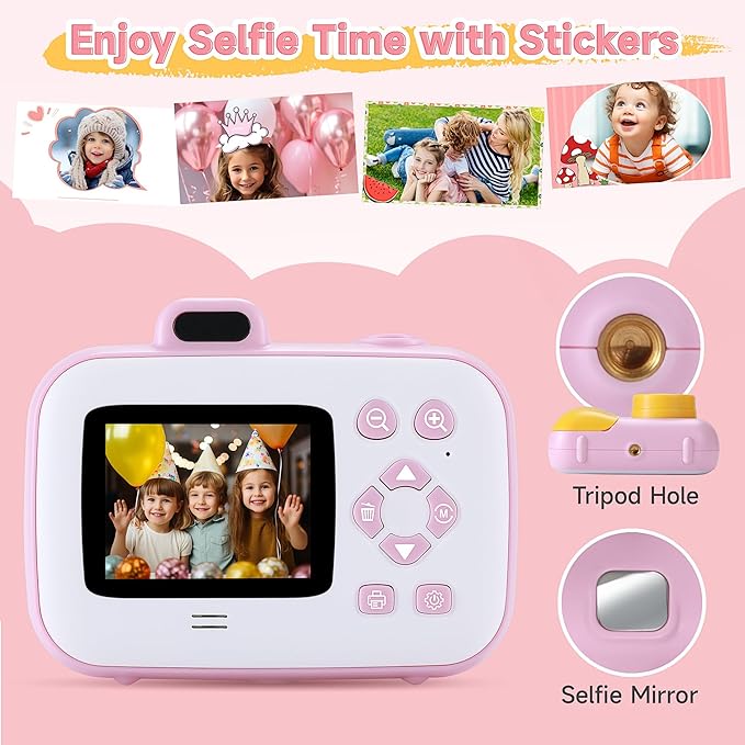 Kids Camera Instant Print for Girls Boys Age 3-12 Kids Toys, 12MP 1080P Kids Digital Cameras Christmas Birthday Gifts for 4 5 6 7 8 9 10 Year Old Girls, Toddler Camera
