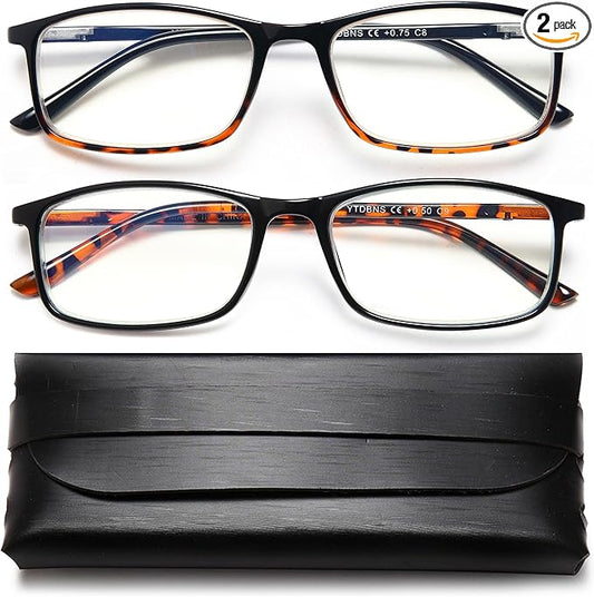 Professional Reading Glasses for Men/Women, Blue Light Blocking Computer Readers with Spring Hinges for Glare and UV Protection