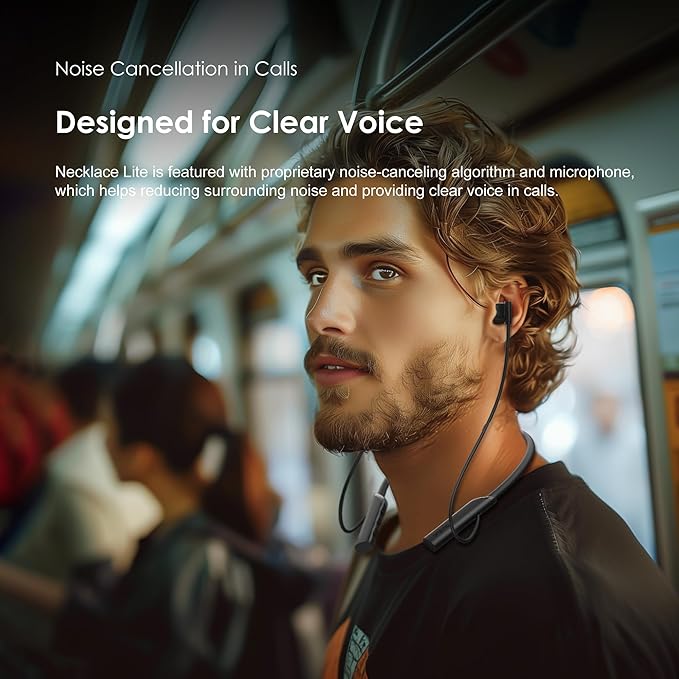 Oraimo NeckLite Wireless Neckband Earbuds, Wearable Around Neck Headphones Built-in Microphone, Bluetooth Headset Magnetic Earphones Deep Bass, Ultra-Lightweight Comfort, 30H Playtime, Black