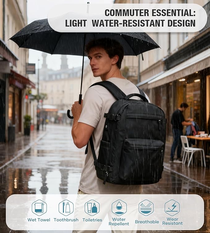 Vacuum Travel Backpack with Pump for Women, Personal Item Carry on Backpacks Flight Approved for Men,Laptop Waterproof Work Compression bags Casual Daypack Black..