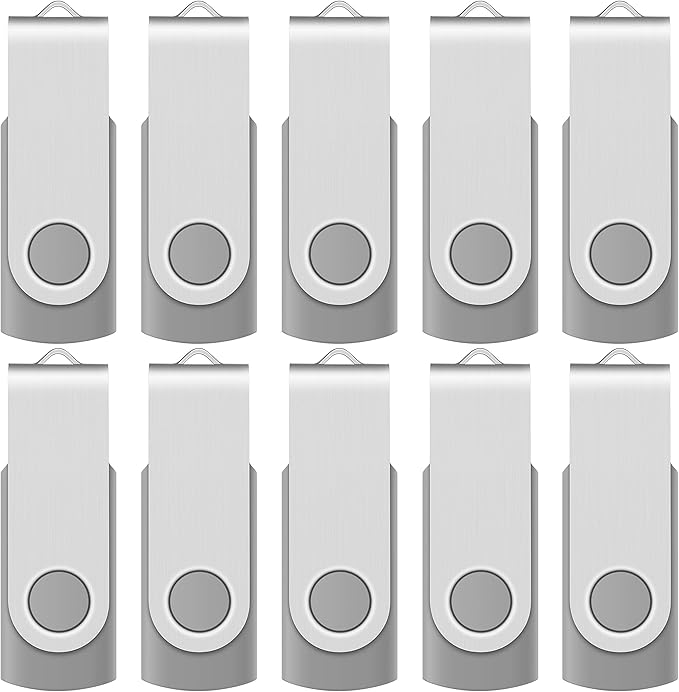 Enfain 16GB Gray Flash Drive USB 2.0 Bulk Thumb Drive Low Profile Jump Drives 10 Pack for Professional Data Distributing and Sharing in Work