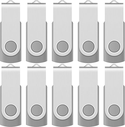 Enfain 16GB Gray Flash Drive USB 2.0 Bulk Thumb Drive Low Profile Jump Drives 10 Pack for Professional Data Distributing and Sharing in Work