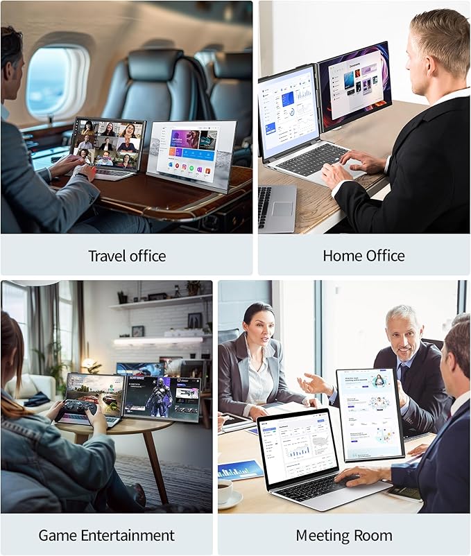 Laptop Screen Extender - 15.6" FHD 1080P Portable Monitor for Laptop, Detachable & Plug and Play Dual Monitor Extender for 13"-17.3" Laptops, Compatible with Wins/Mac/Android/Chrome