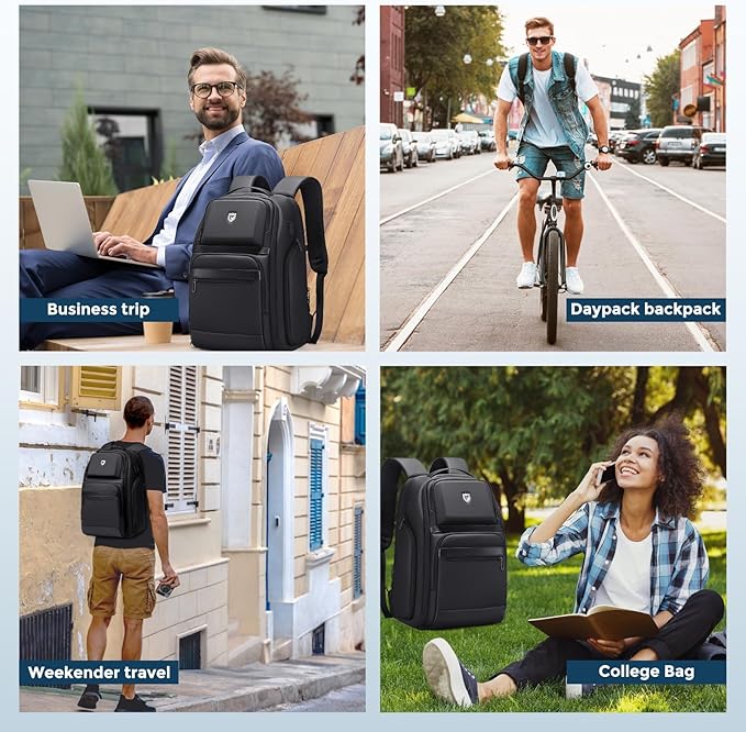 Travel Laptop Backpack for Men, Expandable Water Resistant 15.6 Inch Computer Backpack with USB Port, Mens Hardshell Laptop Bag for Business/Work/College, Black