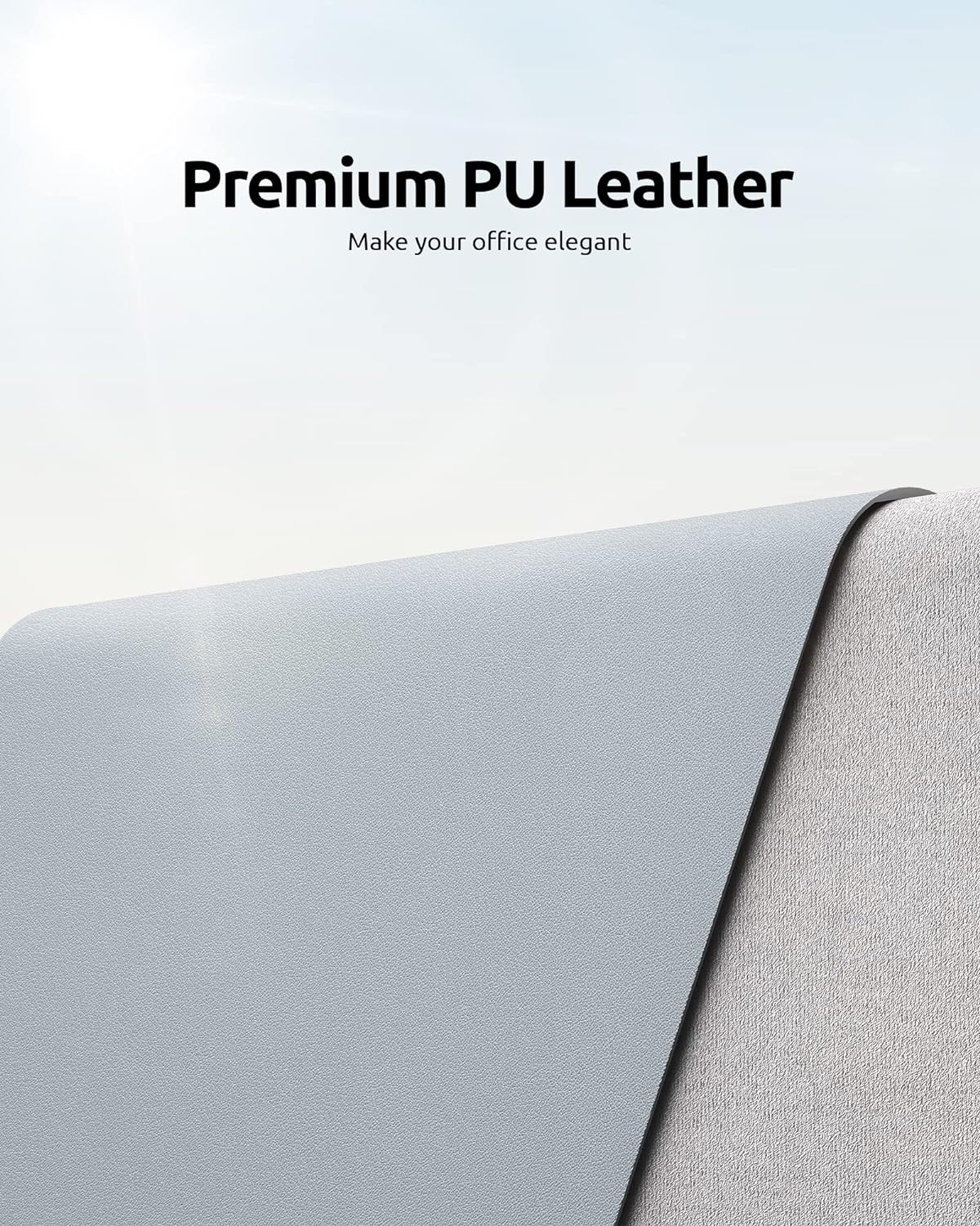 YSAGi Leather Desk Pad Protector, Office Desk Mat, Large Mouse Pad, Non-Slip PU Leather Desk Blotter, Laptop Desk Pad, Waterproof Desk Writing Pad for Office and Home (Light Grey, 23.6" x 13.8")