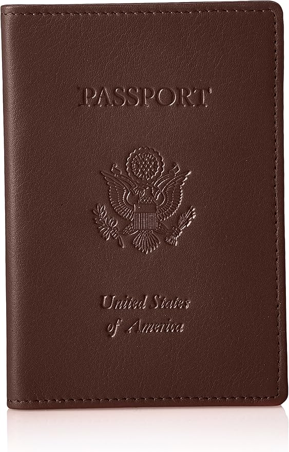 Royce Leather RFID Blocking Passport Travel Document Organizer in Leather, Brown 3, One Size