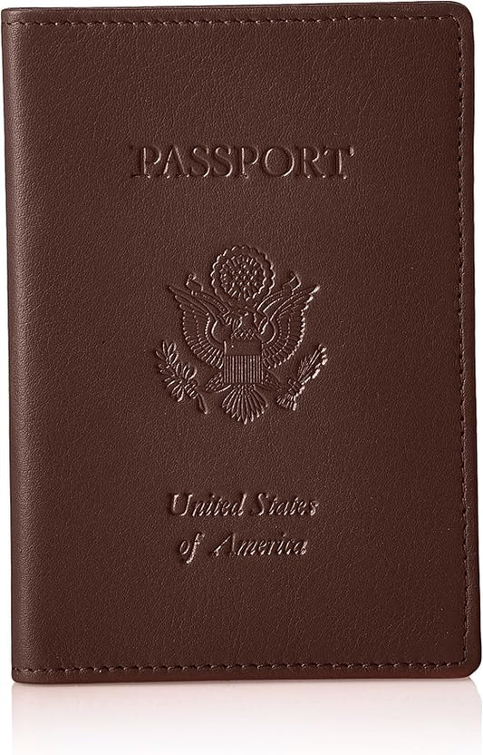 Royce Leather RFID Blocking Passport Travel Document Organizer in Leather, Brown 3, One Size