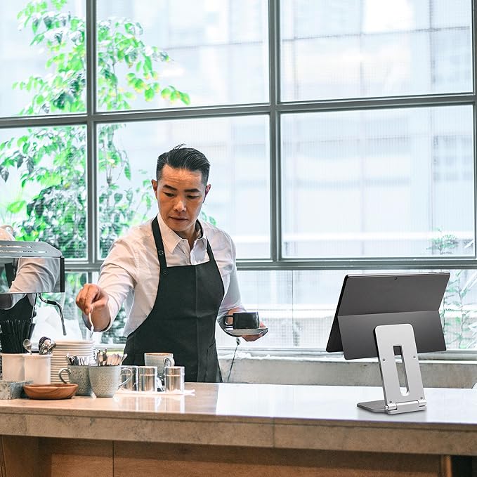 Kensington Elevated Stand Adjustable for Surface Stand for Desk, on-Skid Tablet Holder Designed for Surface Pro, Silver (K58277WW)