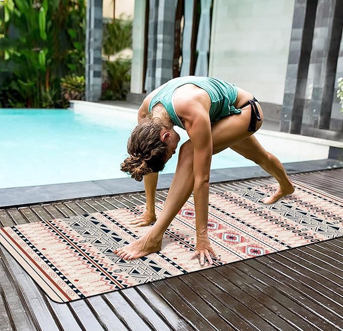 nuveti Yoga Mat Print Extra Thick TPE Non Slip Fitness Exercise Mat with Carrying Bag,72"x24" Extra Thick 6MM Exercise & Workout Mat for Yoga, Pilates Fitness and Floor Exercises