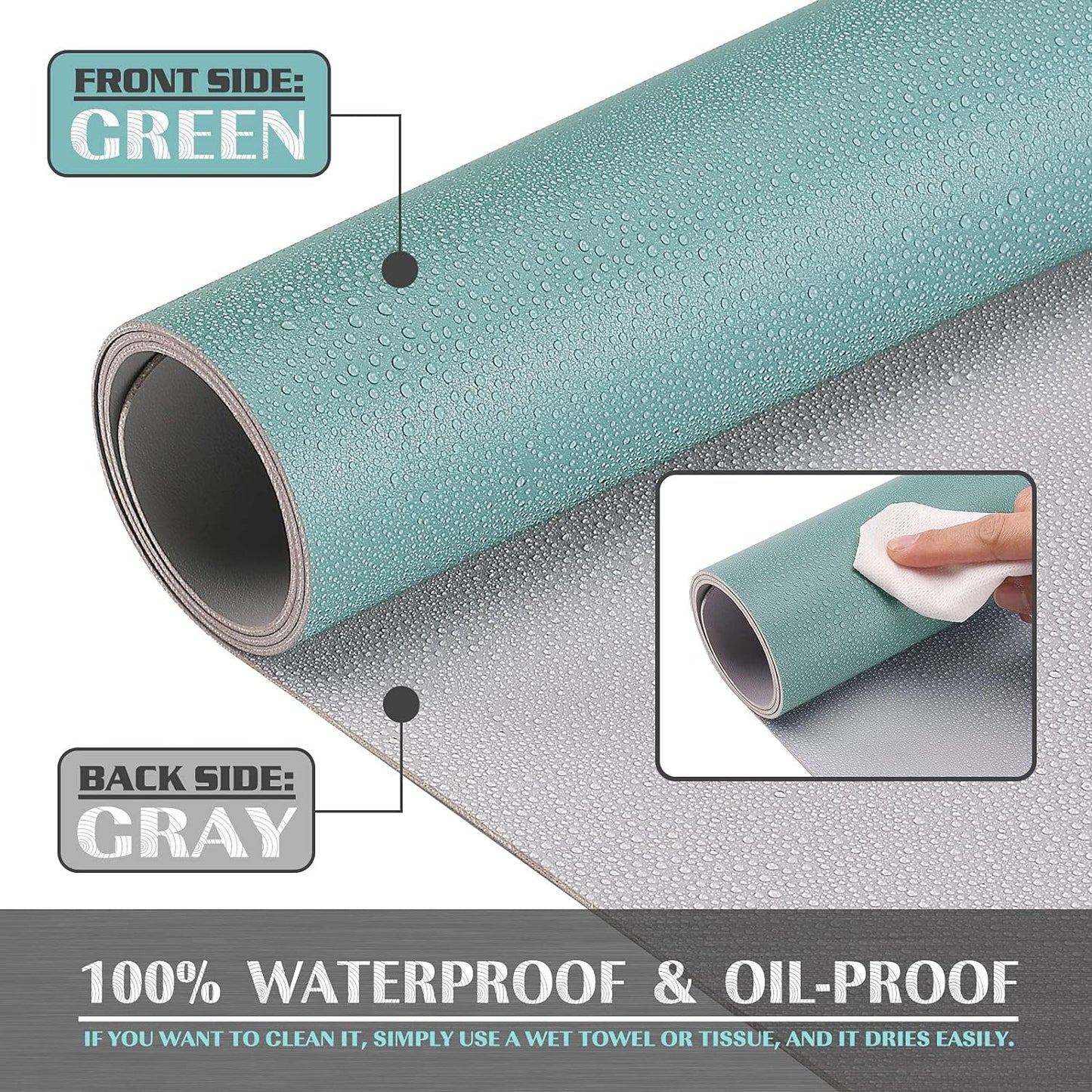 K KNODEL Large Office Leather Desk Mat, Mouse and Keyboard Pad, Computer and Laptop Mat, Desktop Protector and Cover, Writing Pad and Blotter (47.2"x23.6", Green)