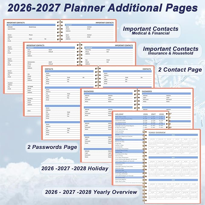 2026 Calendar Monthly Planner (7.4'' x 9.6''), 18 Months Monthly Planner from Jan 2026-Jun 2027, Calendar 2026 Planner with Pocket, 120GSM Paper, Pink