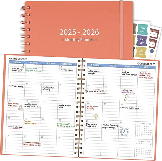 Monthly Planner 2025-2026 (7.4'' x 9.6''), 18 Months Agenda Planner from Jul 2025-Dec 2026, Calendar 2025 with Pocket, 120GSM Paper, Pink