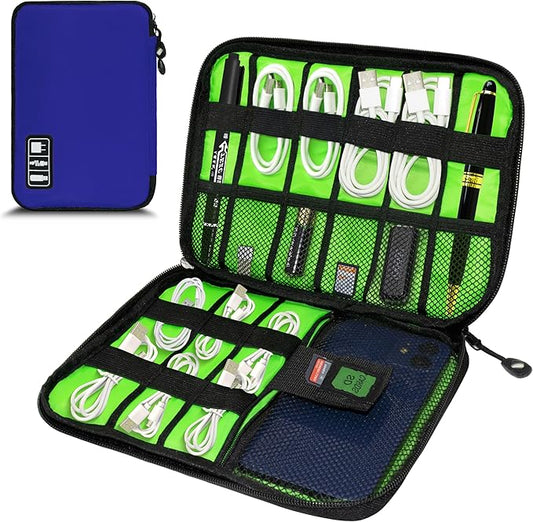 Electronics Organizer,Travel Cord Organizer Pouch, Portable Cable Organizer Bags,Travel Electronic Accessories Storage Case for Cables, Cords, Charger, Phone (Navy Blue)