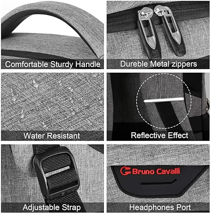 Laptop Backpack,Business Travel Anti Theft Slim Durable Laptops Backpack with USB Charging Port,Water Resistant College Computer Bag for Women & Men Fits 15.6 Inch Laptop and Notebook - Grey